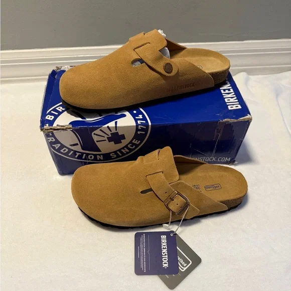Birkenstock Boston Suede Leather Clogs in Mink‎ Women’s 9 / Men’s 7 — New in Box - Picture 2 of 7